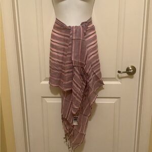 Beoux Terner sarong pink silver NWT fringe ends 70”x20” versatile look Cruise